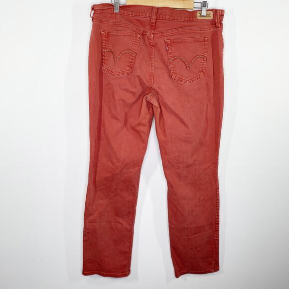 Levi's 505 Straight Leg Red Colored Denim Jeans Womens Size 37 - Picture 2 of 8